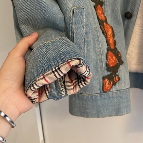 Central Park west denim jacket with fur and embroidery - Picture 6 of 7